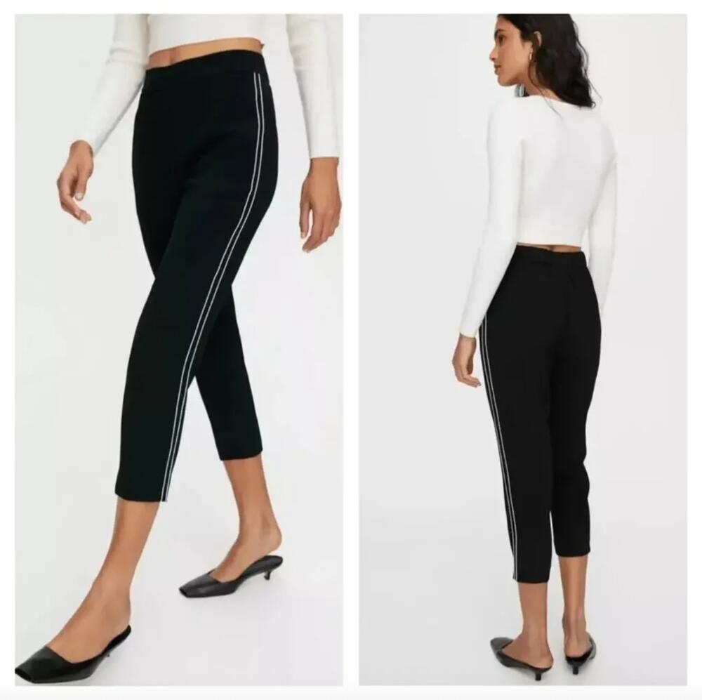 Aritzia Babaton Conan Slim Cropped Trouser Pants w/ Side Stitch Stripe Size 6
